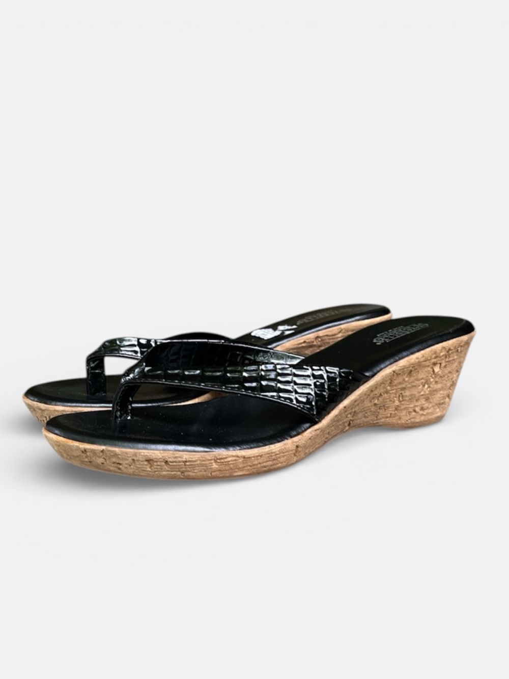 Seychelles Santorini Thong Sandal in Black Croc Embossed Size 9